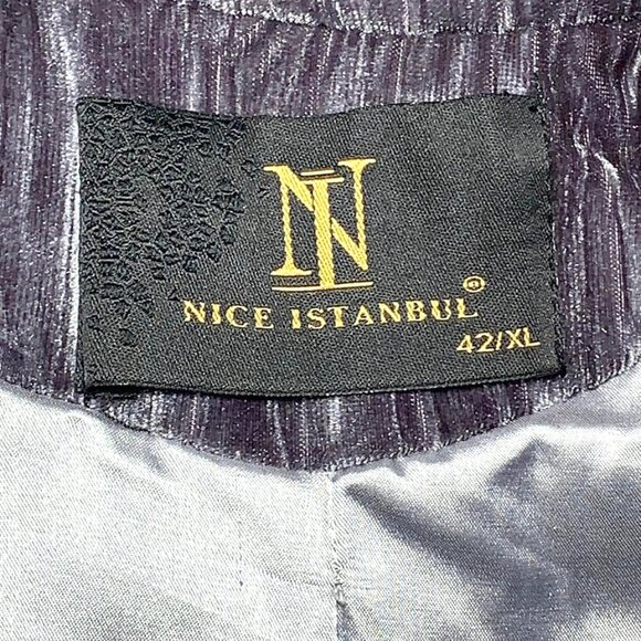 NICE ISTANBUL Crushed Velvet Longline Blazer With Pearl and Rhinestone Accents - Picture 7 of 7